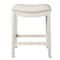 Homeroots 26" Bone and Antiqued White Fabric and Solid Wood Backless Counter Height Bar Chair 632361 - alternate 2