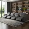 Homeroots 179" Dark Gray Top Grain Leather Reclining Metal USB Sofa 720320 - alternate 4