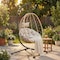Leisuremod Summit Foldable Egg Swing Chair with Iron Stand, UV-Resistant Wicker, Weatherproof SSCBR-35BG - alternate 3