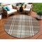 Homeroots 8' Brown Black And Ivory Round Plaid Washable Indoor Outdoor Area Rug 596317 - alternate 1