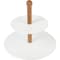 Gibson Home Gracious Dining 3 Piece 2 Tier Stoneware Server with Wooden Stand in White 136821.03R - alternate 5