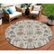 Homeroots 8' Ivory Beige And Taupe Round Oriental Washable Indoor Outdoor Area Rug 582088 - alternate 1