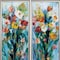 Homeroots 14" X 36" Silver Frame Tall Bright Flowers, Set Of 2, 2PK 365461 - alternate 2