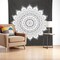 Homeroots 92" X 84" Black And White Mandala Cotton Hanging Tapestry 397415 - alternate 2