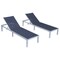 Leisuremod Marlin Patio Chaise Lounge Chair with White Aluminum Frame, Black, 2PK MLW-77BL2 - alternate 1