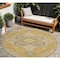 Homeroots 8' Gold Beige And Blue Round Oriental Washable Indoor Outdoor Area Rug 600158 - alternate 1