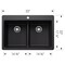 Blanco Liven SILGRANIT 33in 50/50 Double Bowl Dual Mount Kitchen Sink with Low Divide - Coal Black 443202 - alternate 2