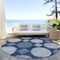 Homeroots 8' Navy Blue And Ivory Round Geometric Washable Indoor Outdoor Area Rug 593608 - alternate 4