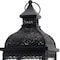 Homeroots 18" Clear And Black Glass And Metal Filigree Tabletop Lantern Candle Holder 719770 - alternate 3