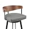 Homeroots 30" Gray Brown and Black Faux Leather and Iron Low Back Bar Height Swivel Bar Chair 569159 - alternate 6