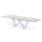 Homeroots 107" White Rectangular Ceramic And Metal Self-Storing Leaf Dining Table 487885 - alternate 1