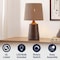 Jonathan Y Highland 22.25" Classic Cottage Tapered Resin/Metal LED Table Lamp w/Paper Rope Shade, Dark Brown Woo JYL9201B - alternate 5