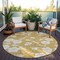 Homeroots 8' Gold Ivory And Brown Round Floral Washable Indoor Outdoor Area Rug 599882 - alternate 5
