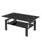 Homeroots 39" Black Glass and Steel Coffee Table With Shelf 635697 - alternate 4