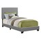Homeroots Solid Wood Twin Gray Upholstered Faux Leather Bed 333283 - alternate 1