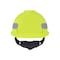 Msa Safety V-Gard Slotted Cap, HDPE, Fas-Trac III Suspension, Type I, Class E, Yellow/Green w/Silver Stripe 10102194 - alternate 2