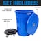 Magnum Tool Blue 55 Gallon Trash Can Set, Trash Can, Quiet Dolly, and Reinforced Lid, 5 Set CMTC-CLD0-55B05 - alternate 3