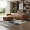 Homeroots 122" Brown Leather Wood Sofa With Ottoman 641057 - alternate 3