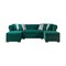 Homeroots Green Velvet U Shaped Three Piece Sofa and Chaise Sectional With Toss Pillows 643892 - alternate 1
