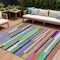 Homeroots 10' X 14' Lavender Orange And Lime Green Striped Washable Indoor Outdoor Area Rug 613295 - alternate 1