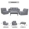Deko Living 4 Place Seating Gray Outdoor Compressed Foam Sectional Sofas and Ottoman Set COP30017 - alternate 4