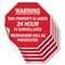 Signmission Warning This Property Is Under 24 H, 4 inch X 4 inch, Vinyl Decal, 5PK OC-D-5PACK-4-318 - alternate 1