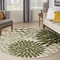 Homeroots 5' Ivory Green And Dark Green Round Floral Indoor Outdoor Area Rug 548141 - alternate 4