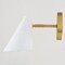 Vaxcel Pryce 4.5-in. W Wall Sconce Light Matte White and Satin Brass Metal Cone Shade W0502 - alternate 4