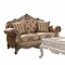 Homeroots 69in Brown And Platinum Damask Chesterfield Loveseat 347290 - alternate 3