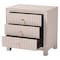 Baxton Studio Javianne End Table with Striped Faux Leather - 3-Drawer Storage Cabinet with Gold Knobs 267-14622-ZORO - alternate 6