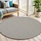 Homeroots 4' Ivory And Charcoal Round Geometric Indoor Outdoor Area Rug 573852 - alternate 8