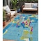 Homeroots 5' X 8' Aqua Green And Pink Abstract Washable Indoor Outdoor Area Rug 599533 - alternate 1