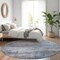 Homeroots 8' Gray And Blue Round Abstract Washable Indoor Outdoor Area Rug 616234 - alternate 4