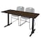 Regency Cain T-Base Training Seminar Table W/ 2 Zeng Stack Chairs, 60 in W, 24 in L, Neo Walnut MTRCT6024NW44GY - alternate 1