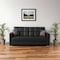 Homeroots 87" Black Faux Leather Convertible Futon Sleeper Sofa And Toss Pillows With Storage 607088 - alternate 1