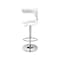 Homeroots White and Silver Faux Leather and Metal Low Back Adjustable Height Bar Chair 555041 - alternate 1