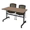 Regency Kobe Flip-Top Training Nesting Table W/ 2 Knight Mesh Chairs, 48 in W, 24 in L, Noble Oak MKFT4824NO56CBK - alternate 1