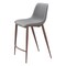 Homeroots Set of Two 26" Slate Gray and Brown Faux Leather and Steel Counter Height Bar Chairs 555683 - alternate 4