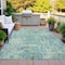 Homeroots 8' X 10' Teal Blue And Beige Abstract Washable Indoor Outdoor Area Rug 630546 - alternate 3