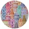 Homeroots 8' Red Gold And Teal Blue Round Village Houses Washable Indoor Outdoor Area Rug 577879 - alternate 5