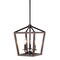 Jonathan Y Oria 10" 3-Light Iron Farmhouse Industrial Lantern LED Pendant, Oil Rubbed Bronze/Faux Wood JYL1321A - alternate 1