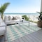 Homeroots 3' X 5' Teal Blue And Ivory Geometric Washable Indoor Outdoor Area Rug 577127 - alternate 5