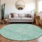 Homeroots 8' Aqua And Ivory Round Damask Washable Indoor Outdoor Area Rug 603355 - alternate 4