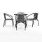 Flash Furniture Square Metal Table, Sqr w/Rattan Chairs, Gray, 28", Aluminum, Glass, Metal, Plastic, Rattan, Clear TLH-073SQ-037GY4-GG - alternate 5
