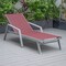 Leisuremod Marlin Patio Chaise Lounge Chair with Armrests in Grey Aluminum Frame, Burgundy MLAGR-77BRG - alternate 6
