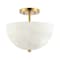 Jonathan Y Celine 11.88" 2-Light Modern Contemporary Alabaster/Iron Inverted Dome LED Semi Flush Mount, White Ma JYL1205A - alternate 4