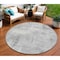 Homeroots 8' Gray And Silver Round Geometric Washable Indoor Outdoor Area Rug 618591 - alternate 1