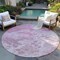 Homeroots 8' Pink And Ivory Round Abstract Washable Indoor Outdoor Area Rug 618312 - alternate 2
