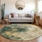 Homeroots 8' Fern Green And Gold Round Abstract Washable Indoor Outdoor Area Rug 603055 - alternate 4