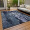 Homeroots 10' X 14' Navy Blue Black And Gray Abstract Washable Indoor Outdoor Area Rug 603172 - alternate 5